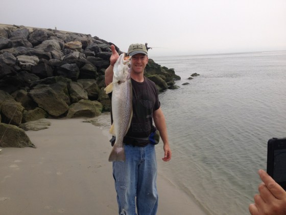  Jason took first place in  Middle TWP's  2014 drum tournament. Today he found success  again with weakfish.  
