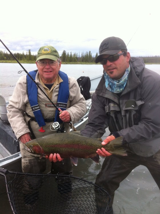 Brian Pollock caught this rainbow trout Monday on the Kenai River. Estimated 10.08 pounds, 28" length, 15" girth. On an artificial leech.  