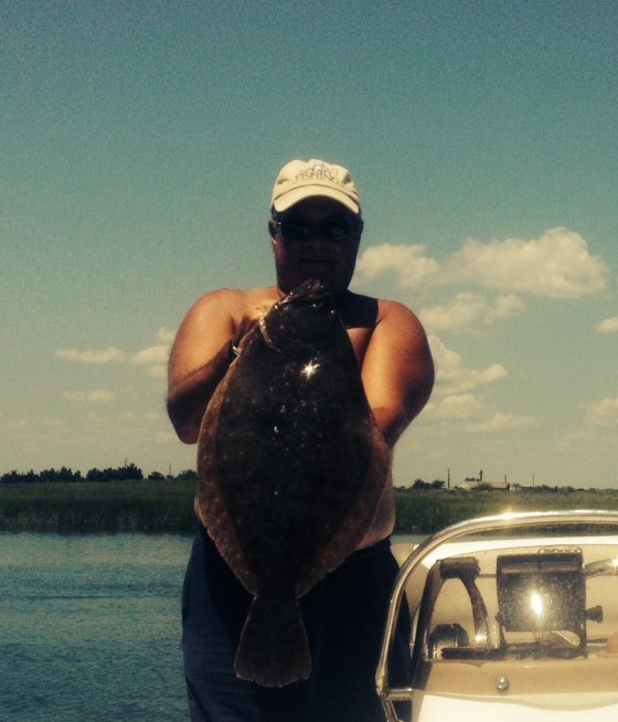 CJ  caught this  big back bay summer flounder today, 6 plus lbs 